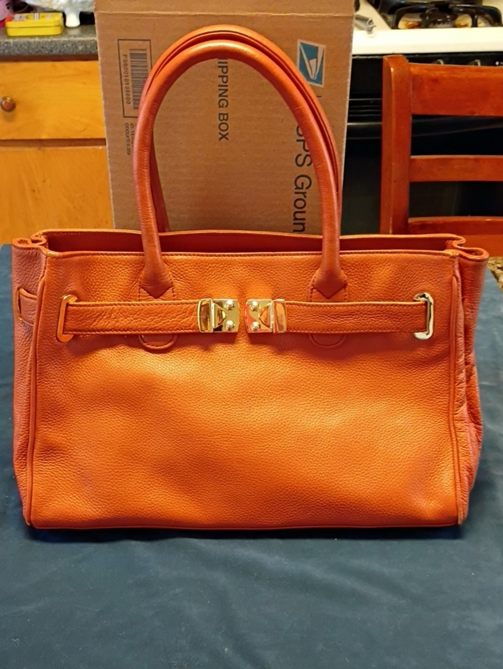 Onna Ehrlich Tan Cowhide Leather Tote with Gold Hardware